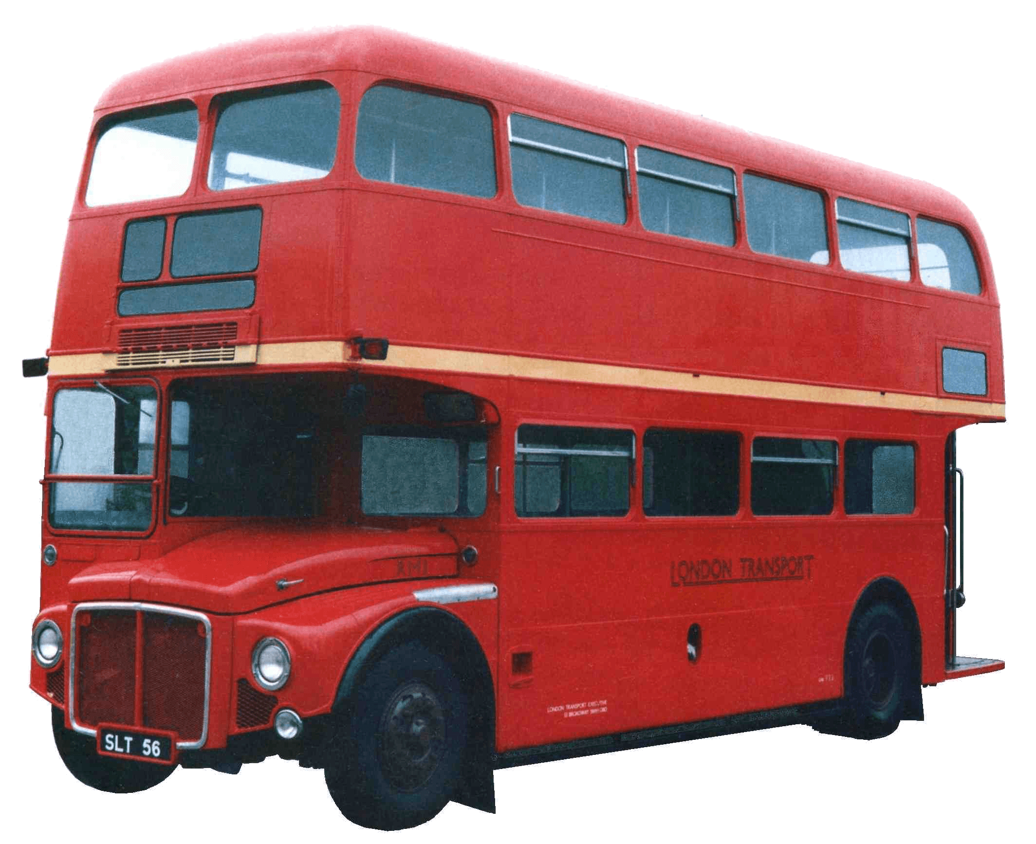 A 2 floor red bus