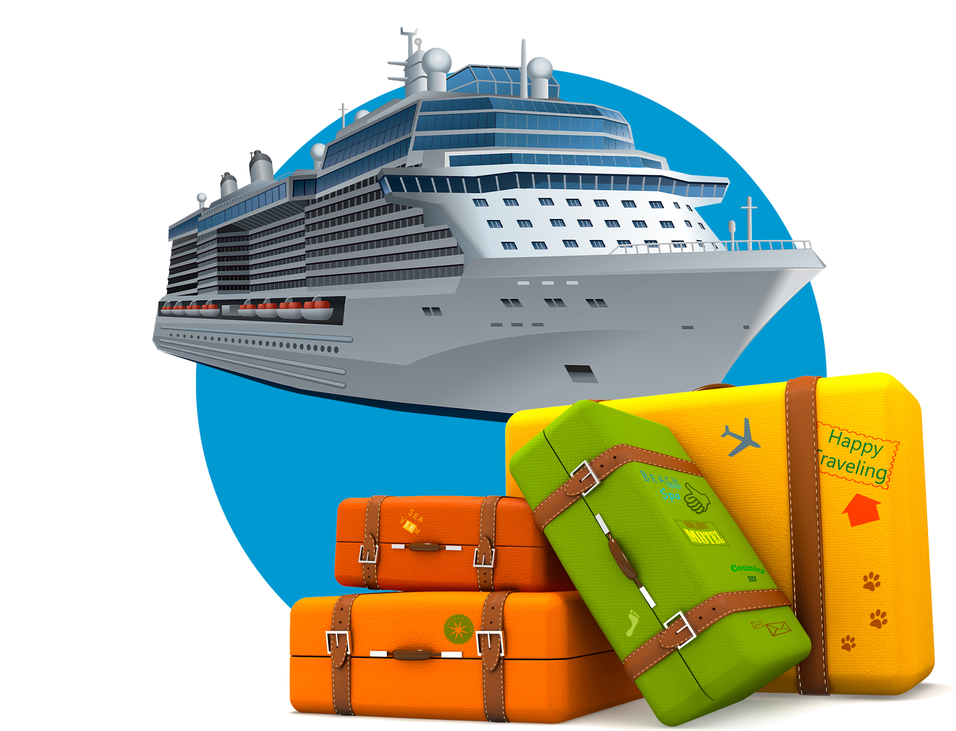 Cruise ship with luggages